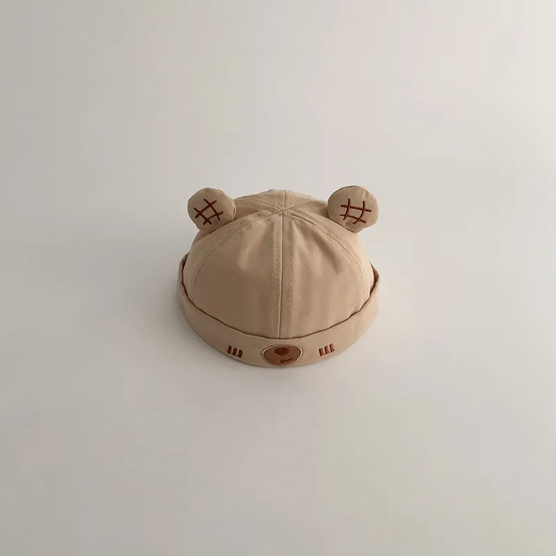 Lindo oso bebé sombrero sin ala Color sólido infantil niño niña cordón Docker gorra Primavera Verano niños pequeños propietario melón gorras