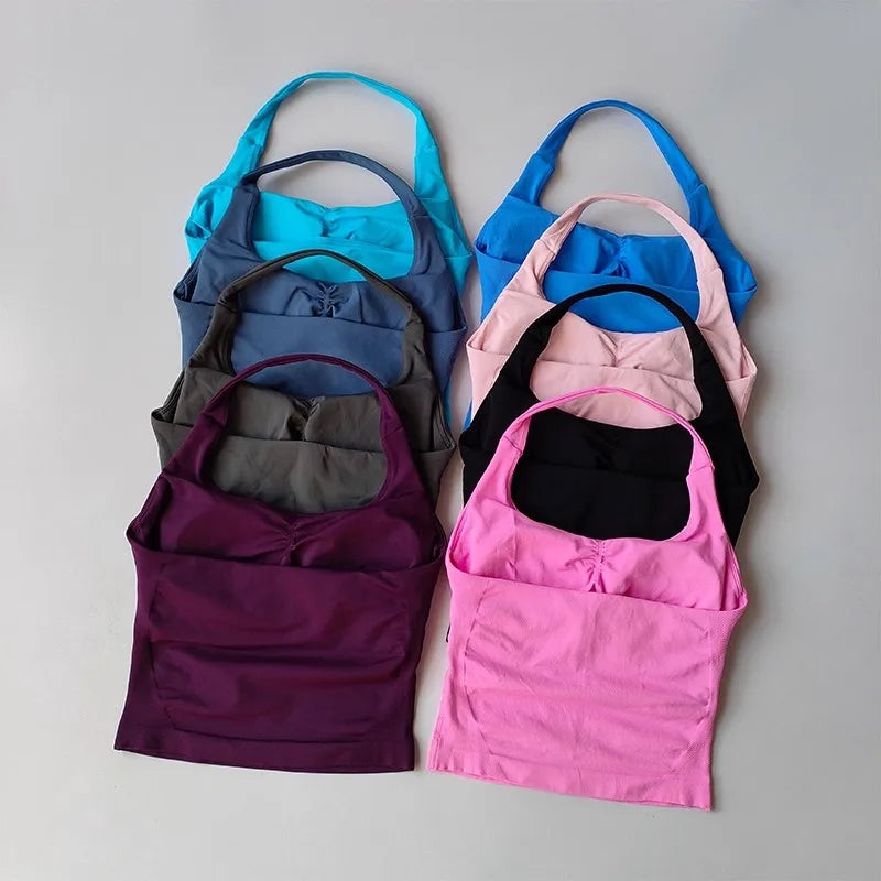 Chaleco de Yoga Halter, deportes para correr a prueba de golpes, ropa interior deportiva de alta resistencia, Fitness, tirantes de Pilates, espalda bonita, otoño