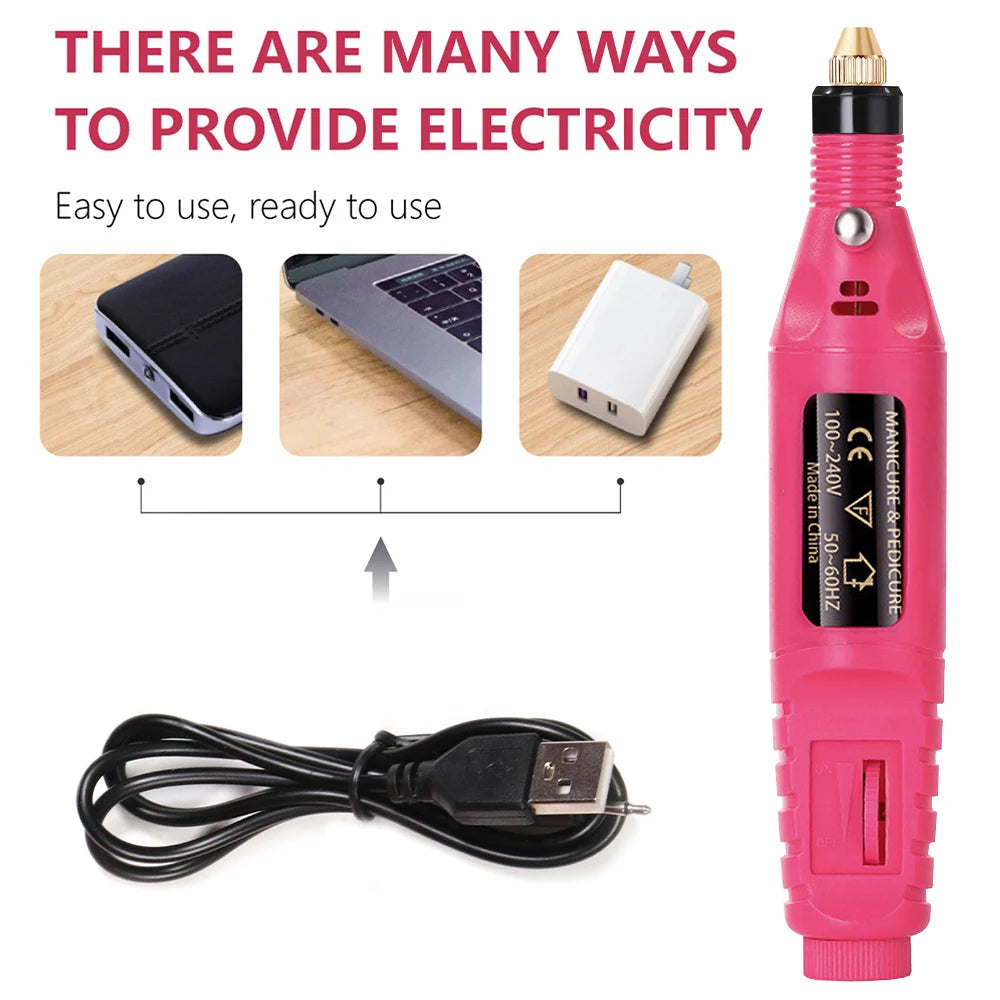 LULAA-taladro eléctrico para uñas, equipo de pulido de pedicura, molino para manicura, herramienta profesional de pulido de uñas fuerte