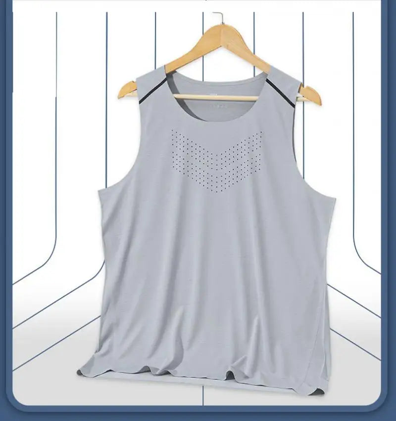 Playera deportiva de secado rápido para hombre, sin mangas de malla elástica