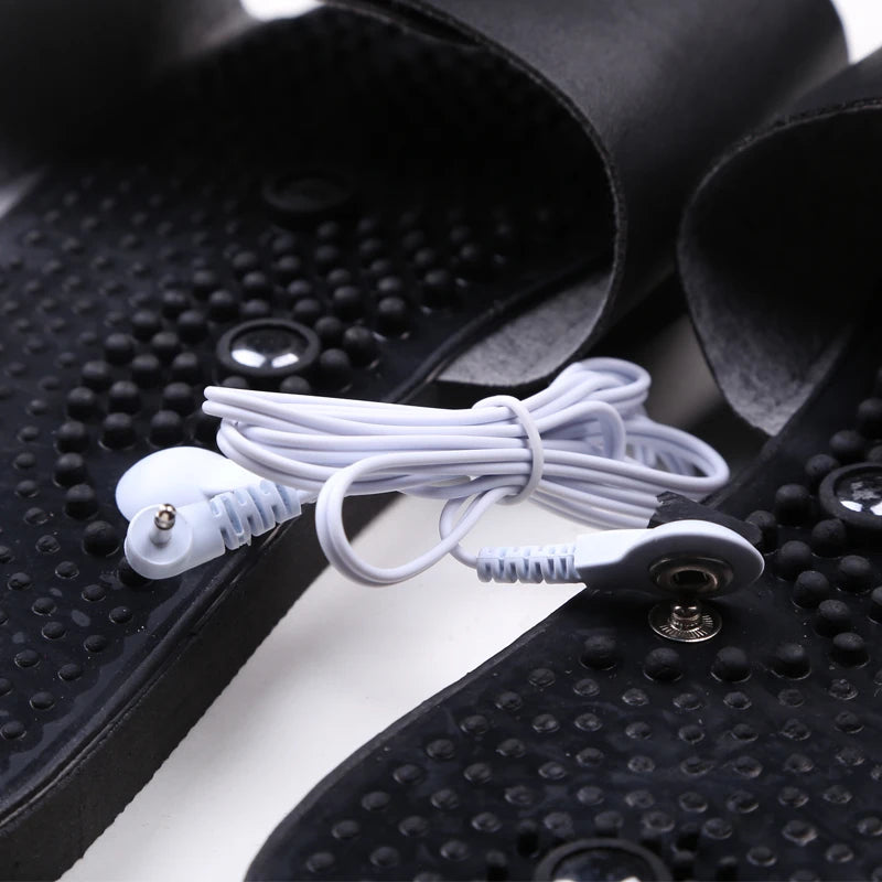 Zapatillas para masaje de pies, accesorio de masaje con electrodos, masajeador terapéutico TENS, relajación corporal, pie, relajante, goma negra, cuidado de la salud