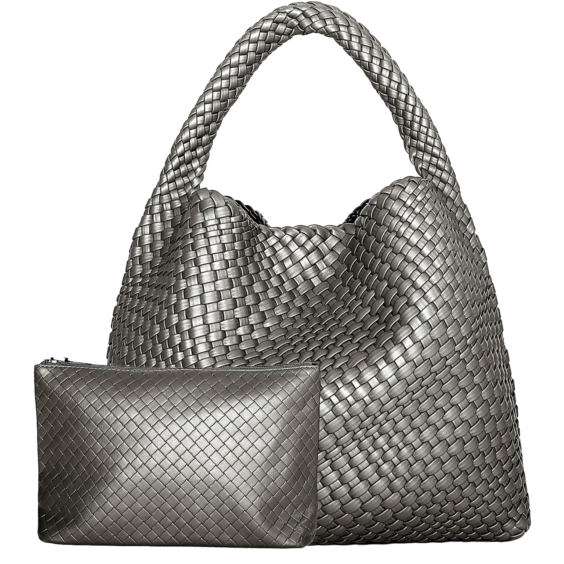 Bolso de mano tejido para mujer, bolso grande tejido, bandolera de cuero suave, bolso de trabajo, comprador, bolso de viaje de playa de verano con monedero