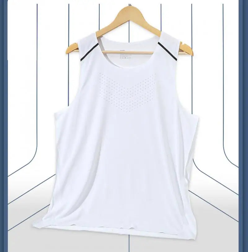 Playera deportiva de secado rápido para hombre, sin mangas de malla elástica