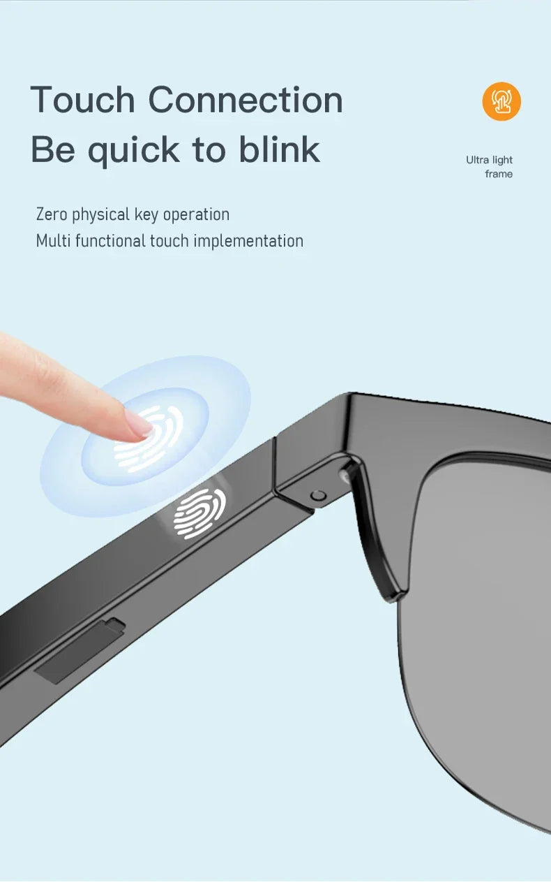 Nuevas gafas de sol inteligentes Bluetooth V5.3 llamadas, auriculares para deportes al aire libre, tecnología negra HIFI, antitouch UV para hombres y mujeres