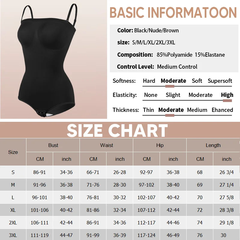 Body sin tirantes para mujer, ropa moldeadora sin costuras, Tops Tude, moldeador de cuerpo, entrenador de cintura de compresión, levantador de glúteos con realce, moldeador sin espalda