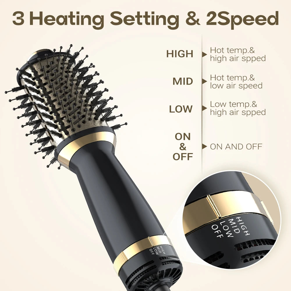 Cepillo secador de pelo en uno, cepillo secador de pelo 4 en 1 con cubo ovalado, mini cepillo de aire caliente para todo tipo de cabello, regalo adecuado