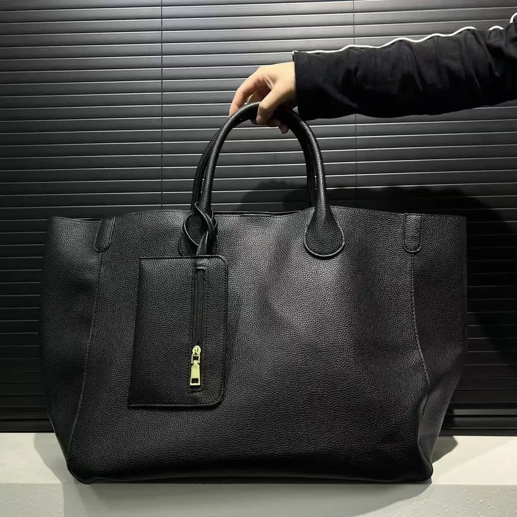 Bolso de mano de gran tamaño de cuero vegano a la moda para mujer con gran capacidad, bolso de compras simple y versátil