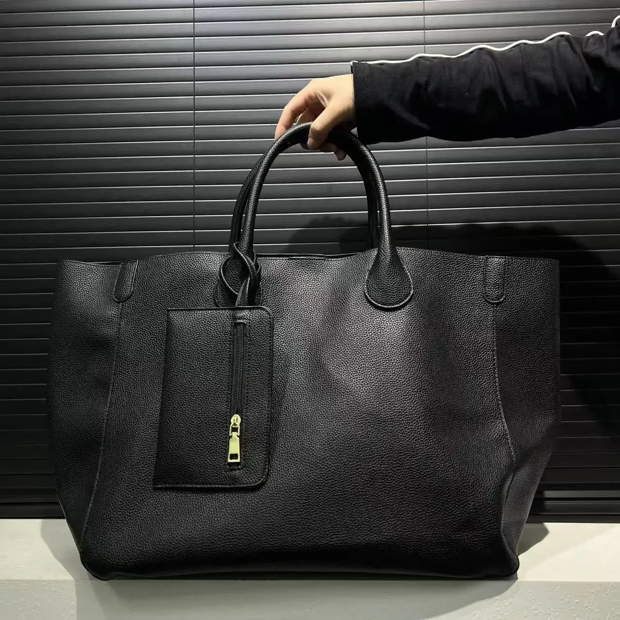 Bolso de mano de gran tamaño de cuero vegano a la moda para mujer con gran capacidad, bolso de compras simple y versátil