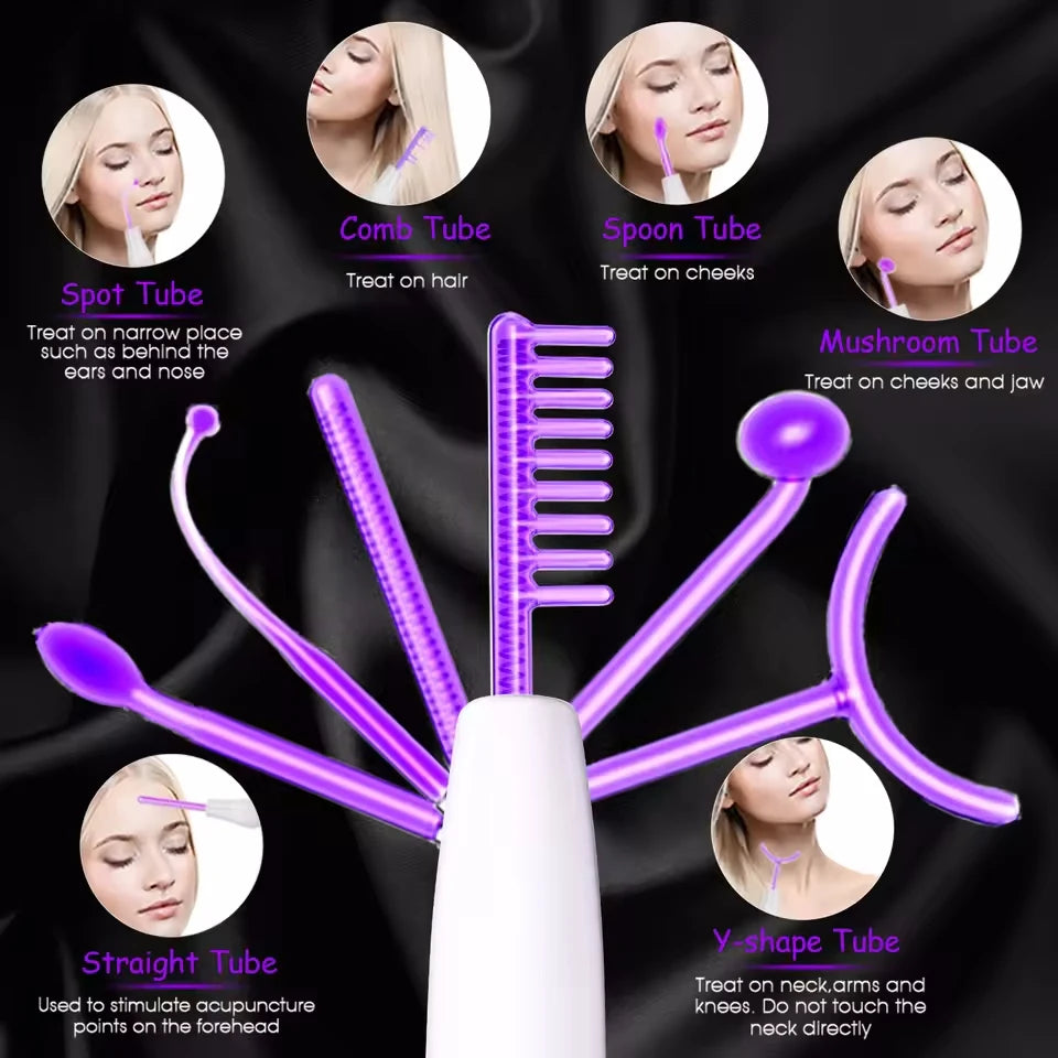 Máquina Facial de alta frecuencia con Panel táctil 6 en 1, varita de electroterapia para el cabello, tratamiento de argón, cuidado de la piel del acné