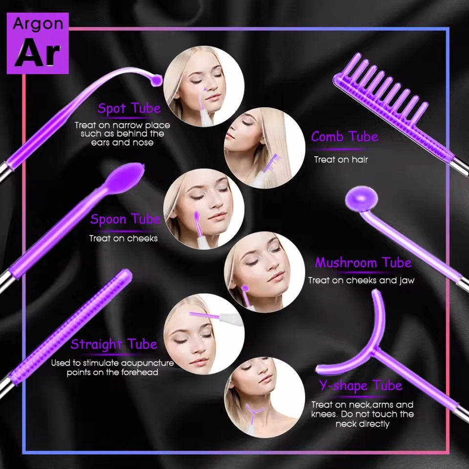 Máquina Facial de alta frecuencia con Panel táctil 6 en 1, varita de electroterapia para el cabello, tratamiento de argón, cuidado de la piel del acné