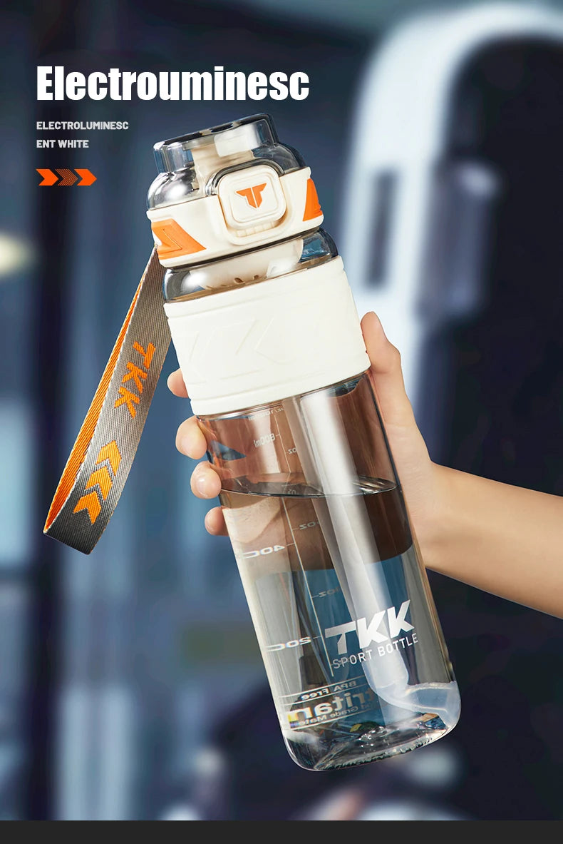 botella de agua deportiva Tritan sin BPA pajita portátil a prueba de fugas plástico Drinkware hervidor de Fitness al aire libre