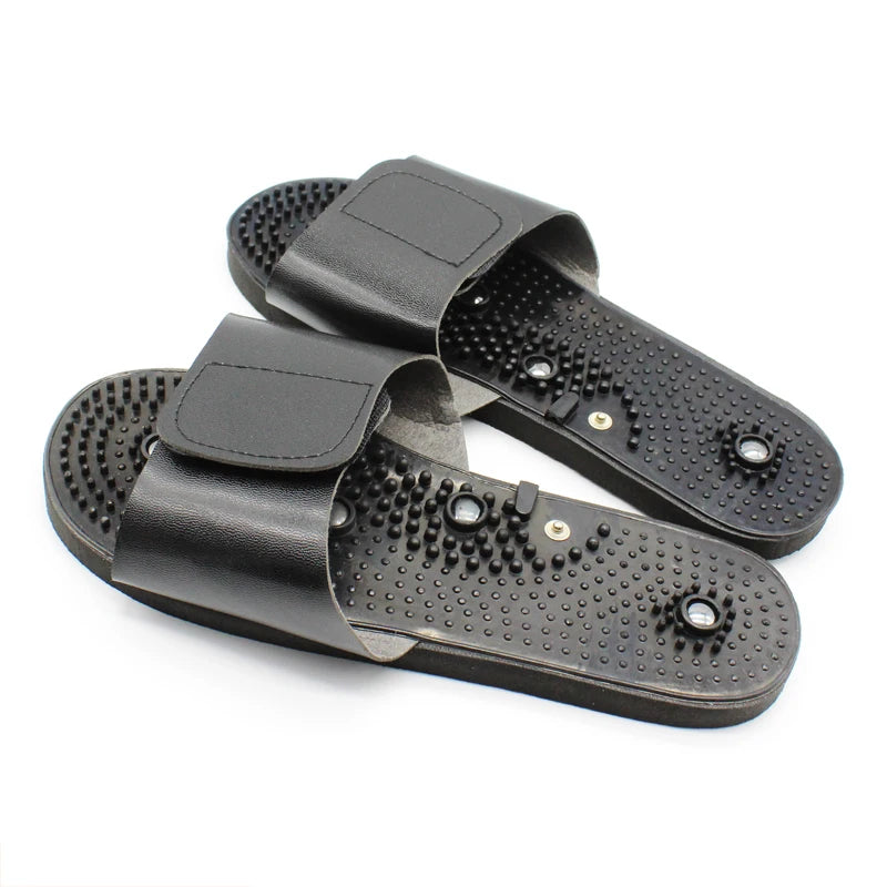 Zapatillas para masaje de pies, accesorio de masaje con electrodos, masajeador terapéutico TENS, relajación corporal, pie, relajante, goma negra, cuidado de la salud