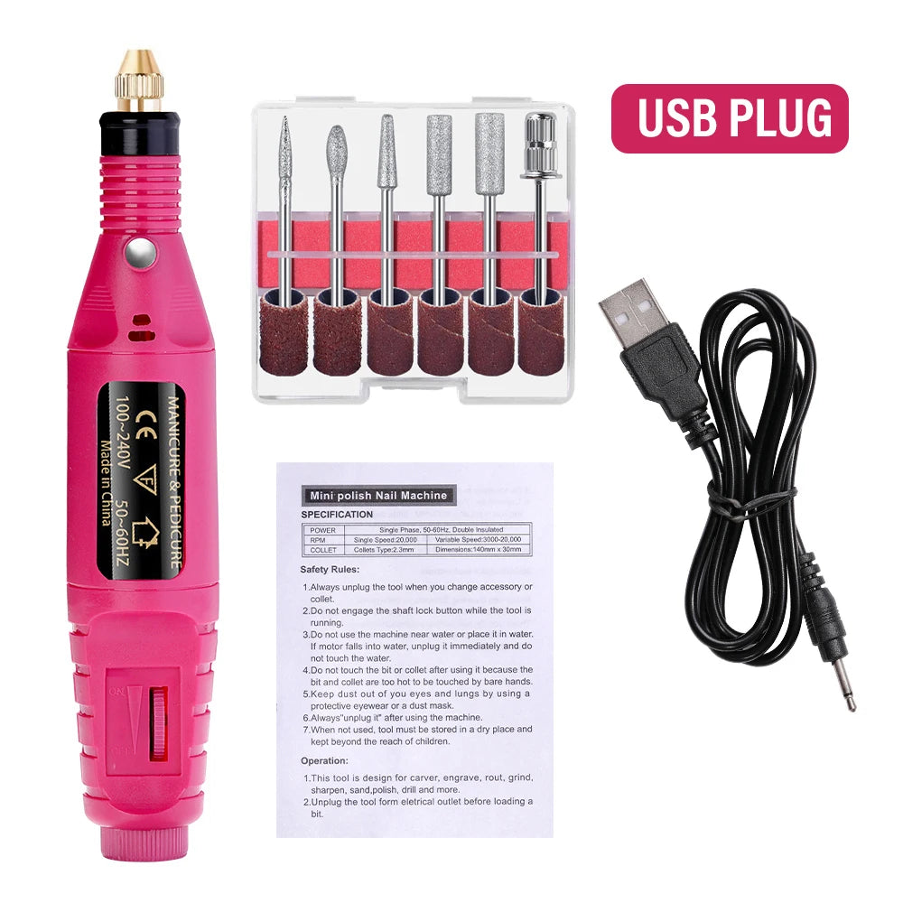 LULAA-taladro eléctrico para uñas, equipo de pulido de pedicura, molino para manicura, herramienta profesional de pulido de uñas fuerte