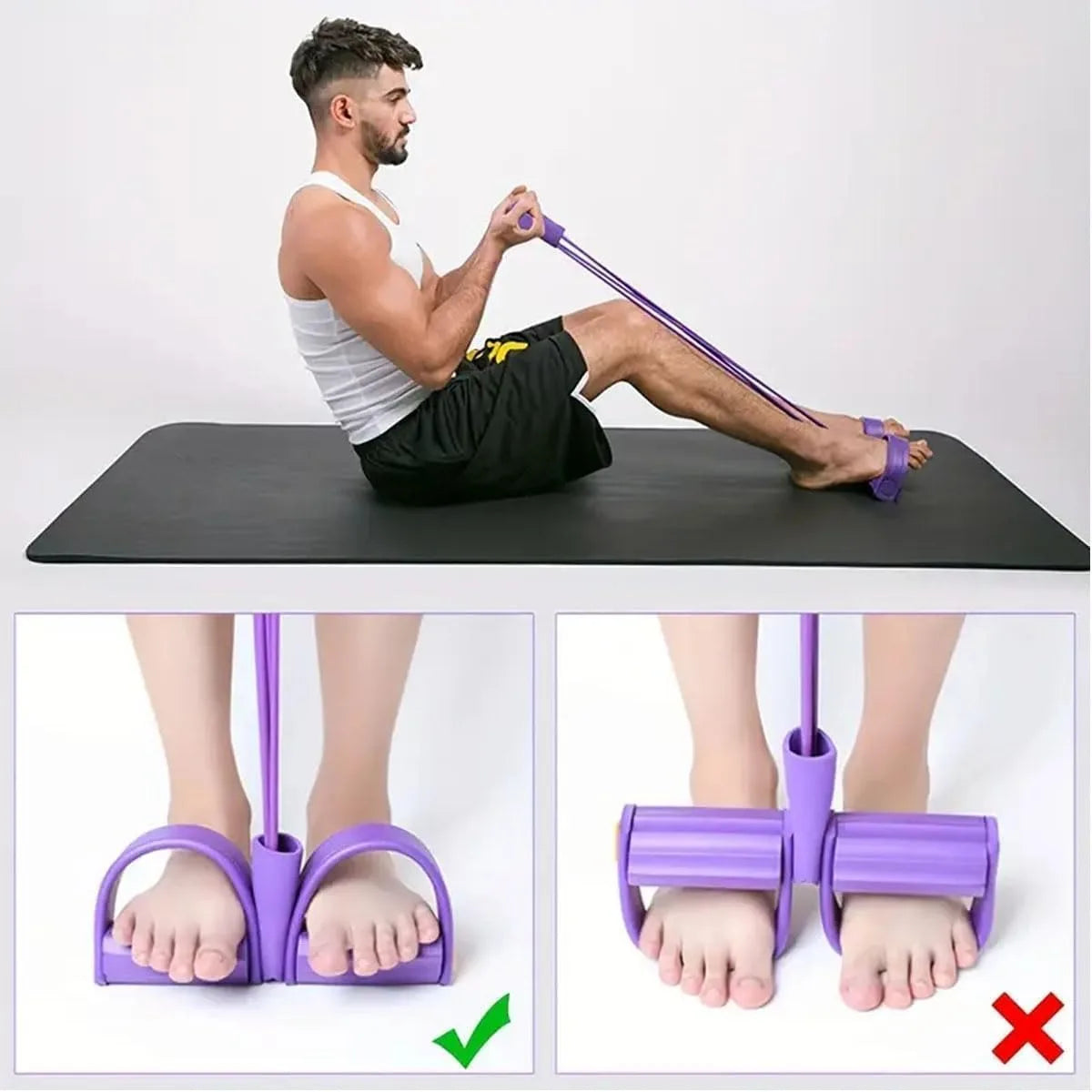 Tirador de Pedal de Yoga elástico de 6 tubos, banda de resistencia, cuerda de tensión multifunción, bandas de Fitness, elástico de 6 tubos para Abdomen, cintura y brazo