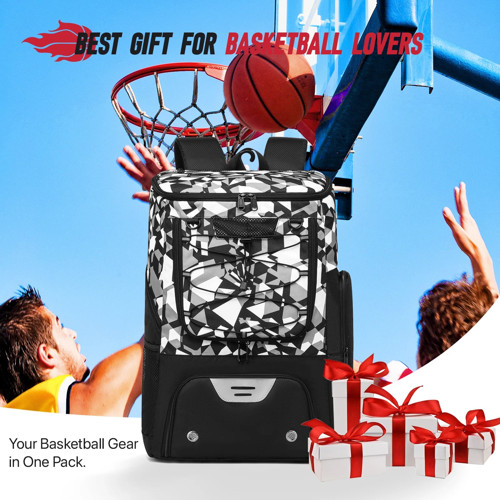 Equipo de entrenamiento deportivo Mochila de baloncesto con soporte para pelotas separado y compartimento para zapatos Mochila de gimnasio para baloncesto y fútbol