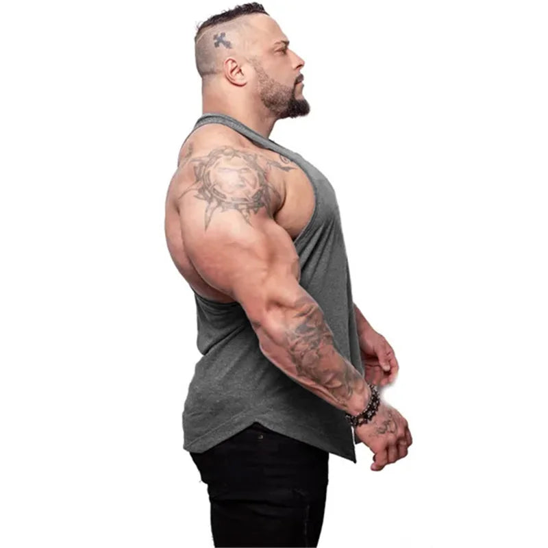 PLAYERA sin mangas transpirable de algodón de Color sólido para hombre, deportivas gym