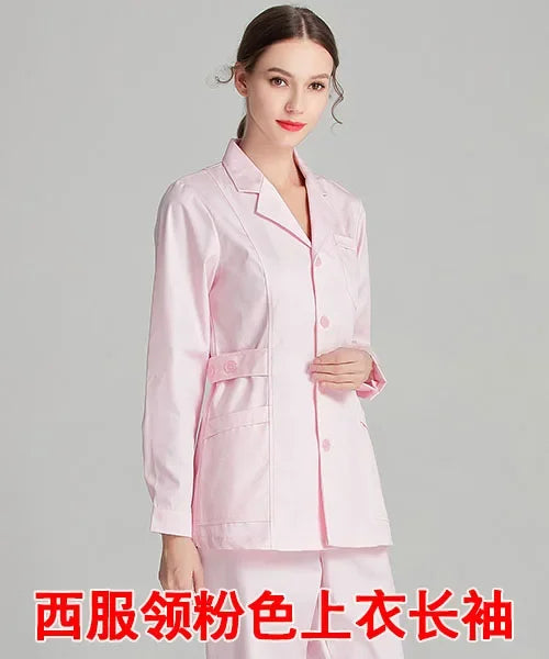 Uniformes de enfermera de manga larga azul, bata de laboratorio, uniforme de médico para mujer, prendas de vestir, ropa médica, ropa de trabajo de salón de belleza
