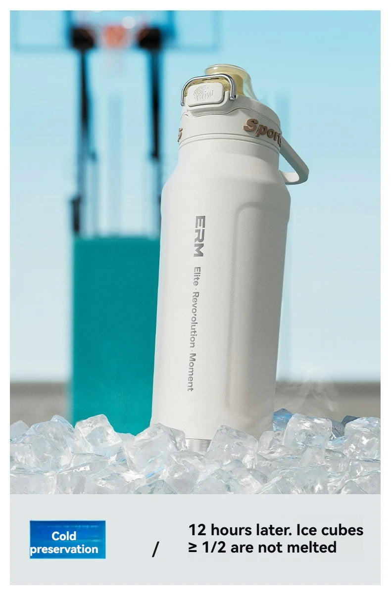 Botella termo de 1L, tazas heladas y con aislamiento térmico de acero inoxidable