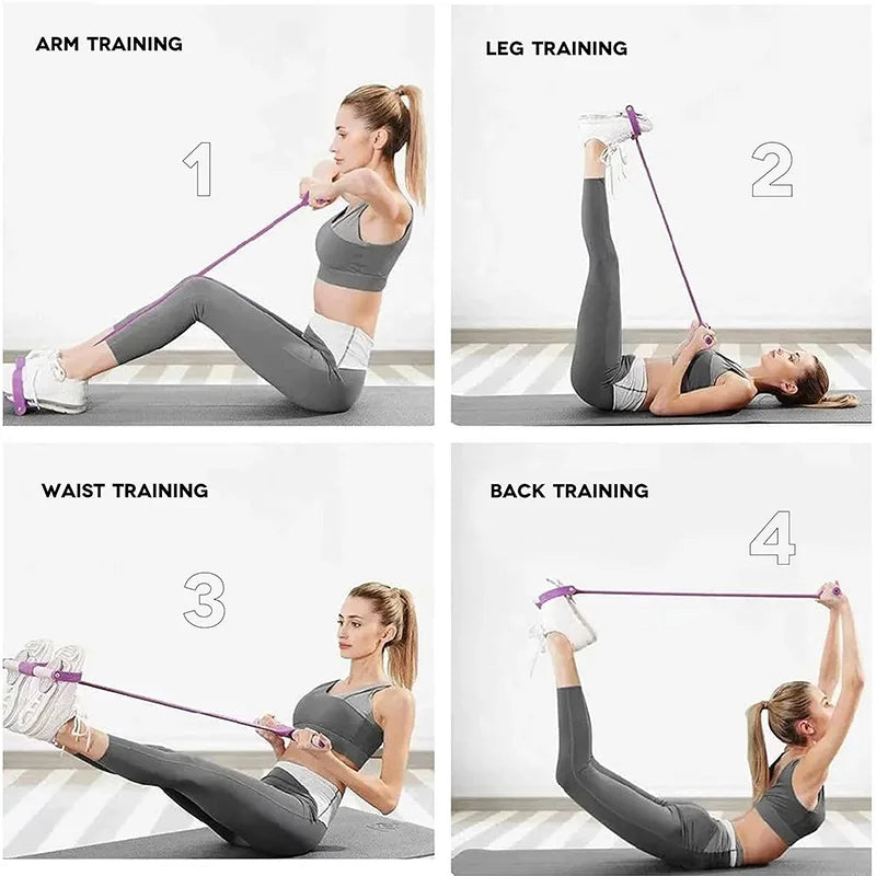 Tirador de Pedal de Yoga elástico de 6 tubos, banda de resistencia, cuerda de tensión multifunción, bandas de Fitness, elástico de 6 tubos para Abdomen, cintura y brazo