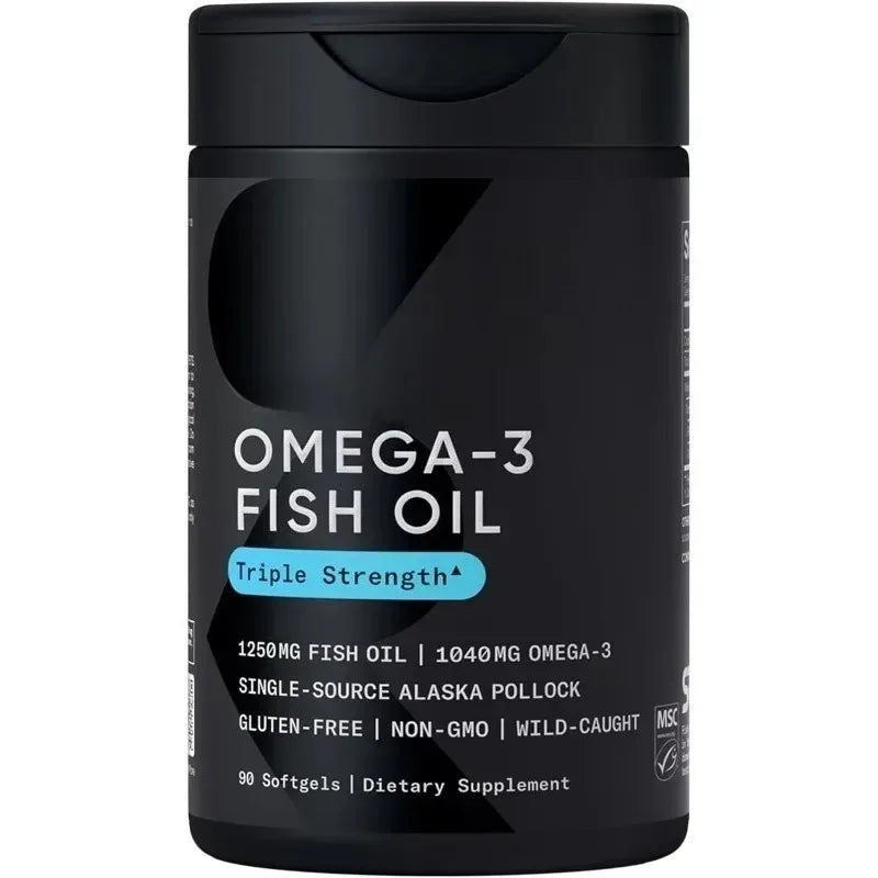 Cápsulas de Aceite de Pescado Omega-3 con Extracto de Abadejo Silvestre de Alaska, Suplemento Nutricional Diario, Apoyo para la Salud, 90 Cápsulas por Botella