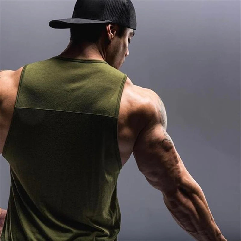 Playera  hombre, sin mangas holgadas informales de algodón GYM