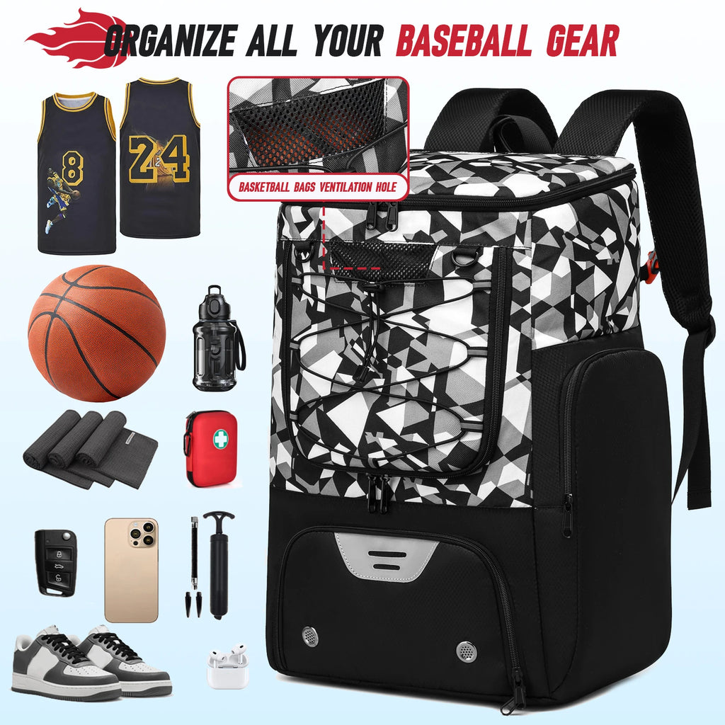 Equipo de entrenamiento deportivo Mochila de baloncesto con soporte para pelotas separado y compartimento para zapatos Mochila de gimnasio para baloncesto y fútbol