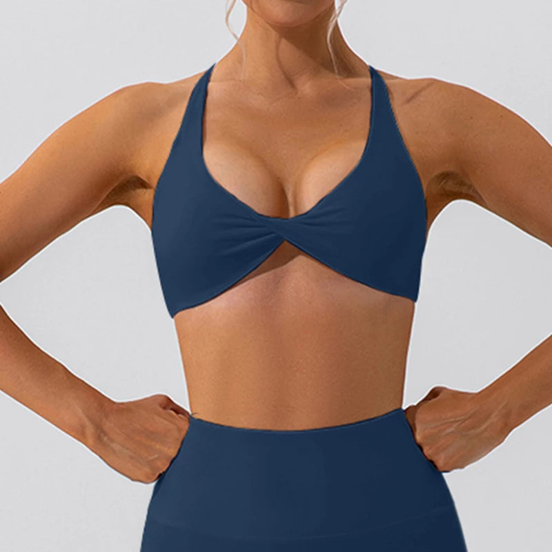 Sujetador deportivo con pliegues para mujer,