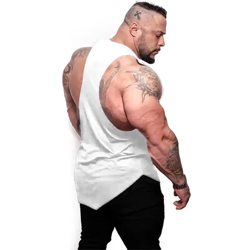 PLAYERA sin mangas transpirable de algodón de Color sólido para hombre, deportivas gym