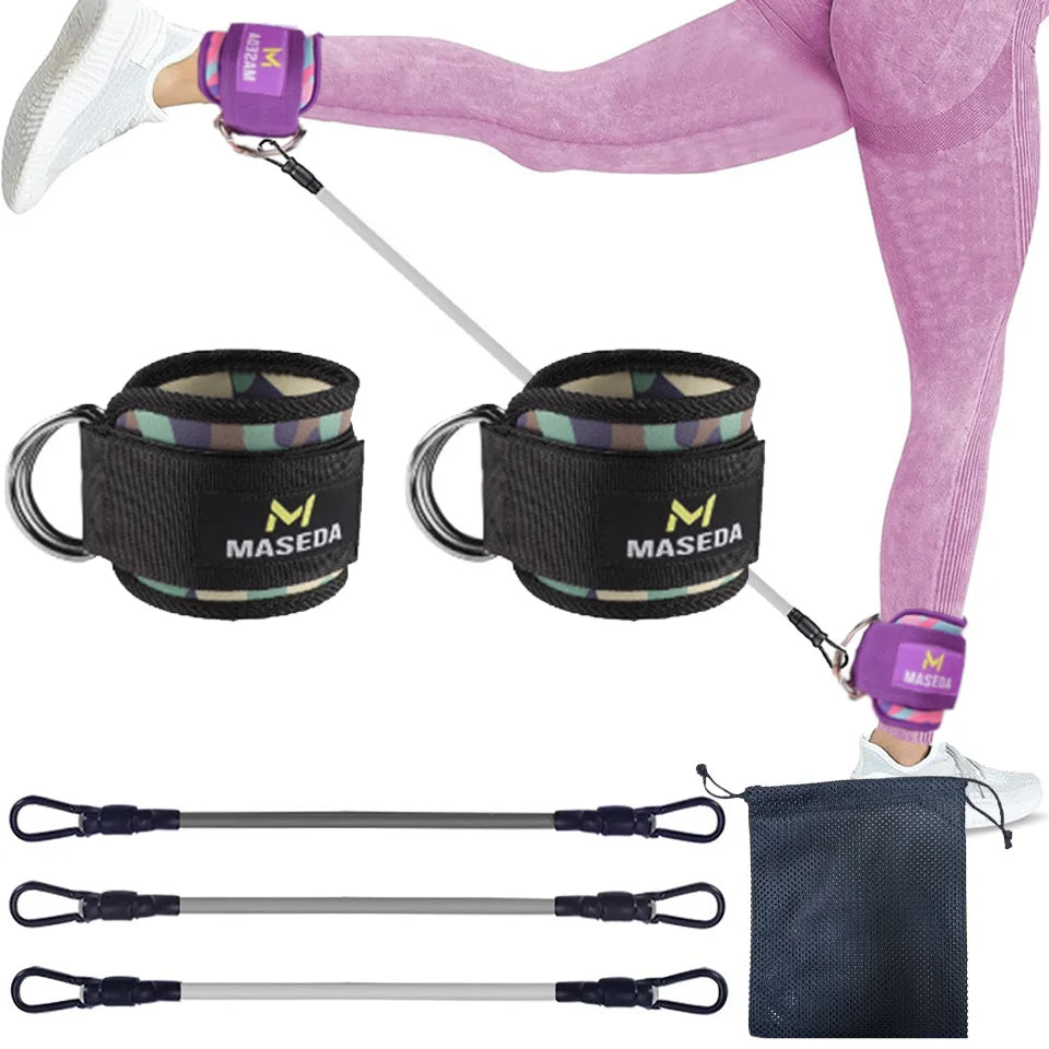 LOOGDEEL-Puños de tobillo con soporte de anillo en D, bandas de resistencia, correas de tobillo, Fitness, Yoga, extensión de fuerza de piernas, protector de gimnasio Unisex