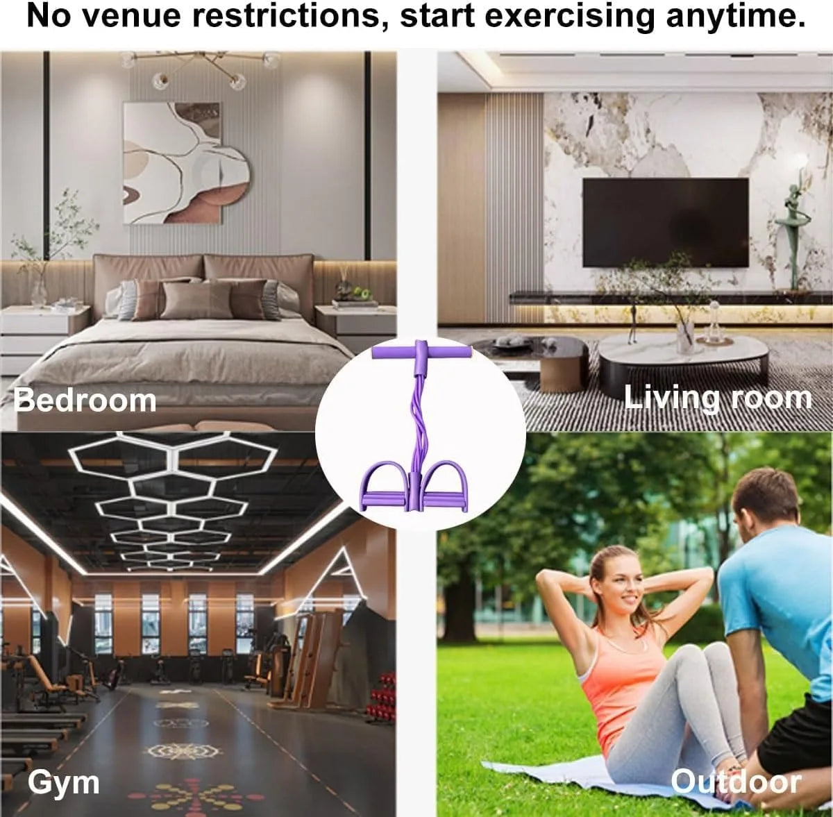 Tirador de Pedal de Yoga elástico de 6 tubos, banda de resistencia, cuerda de tensión multifunción, bandas de Fitness, elástico de 6 tubos para Abdomen, cintura y brazo