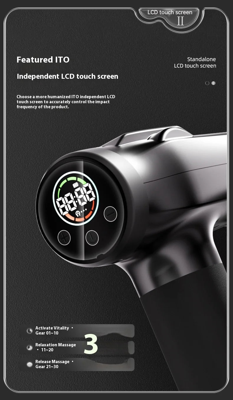 Mini pistola masajeadora de mano de doble cabezal con percusión de tejido profundo, pistola de masaje muscular, pistola fascial recargable multifuncional