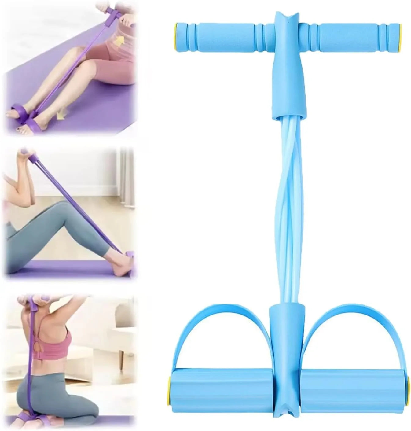 Tirador de Pedal de Yoga elástico de 6 tubos, banda de resistencia, cuerda de tensión multifunción, bandas de Fitness, elástico de 6 tubos para Abdomen, cintura y brazo