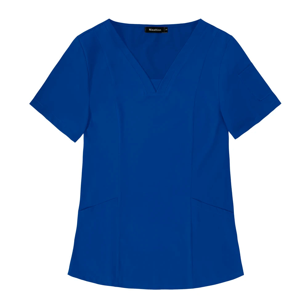 Nueva ropa de trabajo médico, blusa quirúrgica de Hospital, uniformes para enfermería, salón de belleza, camisa de manga corta para mujer, precio al por mayor