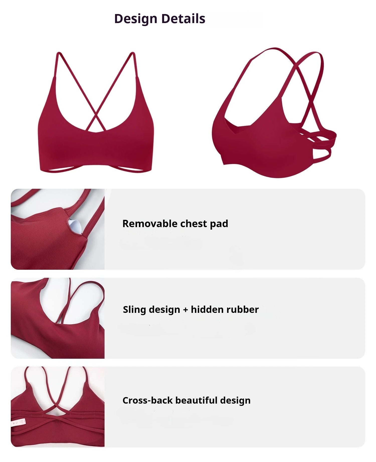 Sujetador deportivo de alto impacto para mujer, ropa interior de gimnasio con realce en la espalda, Top corto de Yoga cruzado, entrenamiento para correr, Fitness, Pilates, Color sólido