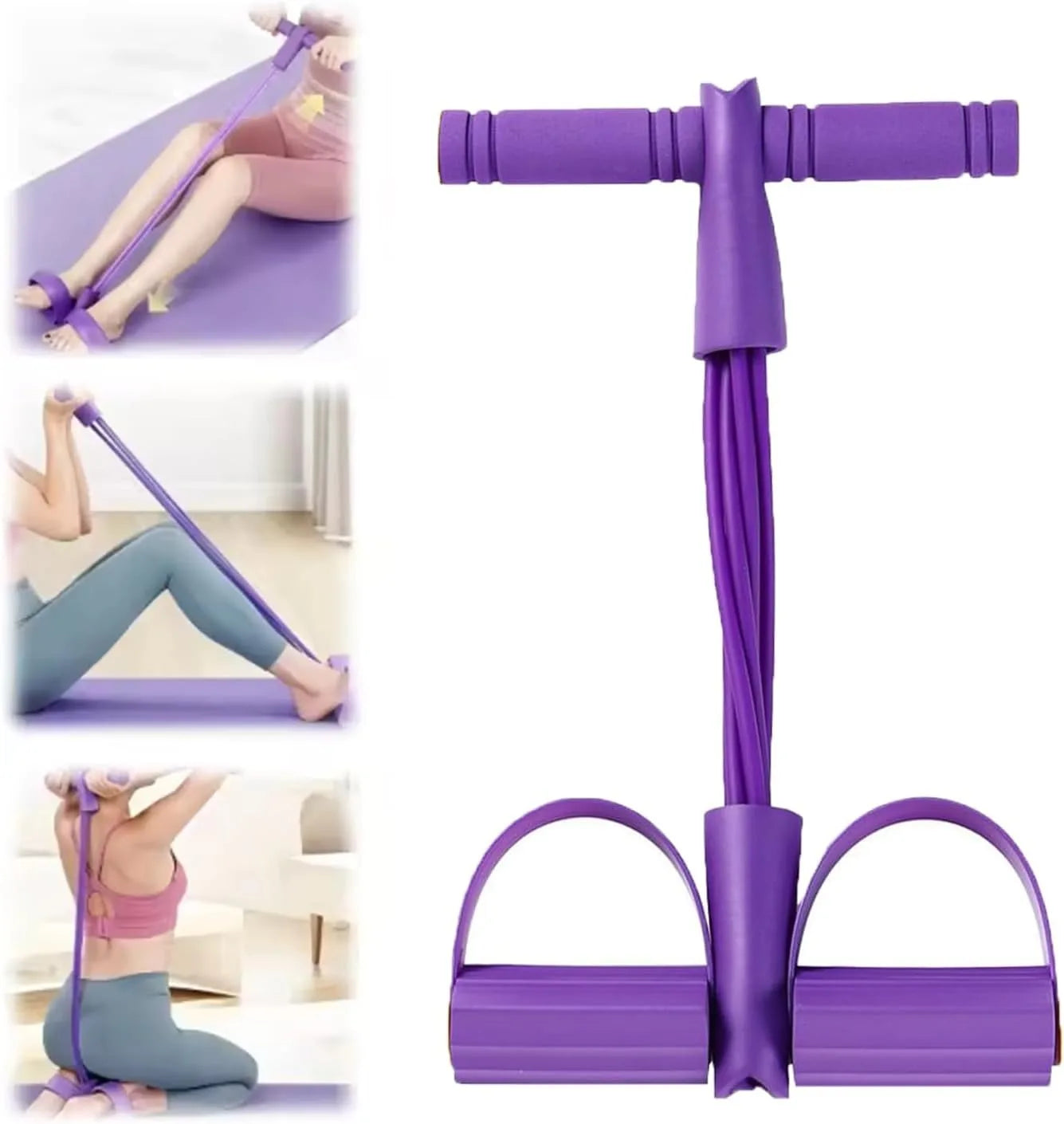 Tirador de Pedal de Yoga elástico de 6 tubos, banda de resistencia, cuerda de tensión multifunción, bandas de Fitness, elástico de 6 tubos para Abdomen, cintura y brazo