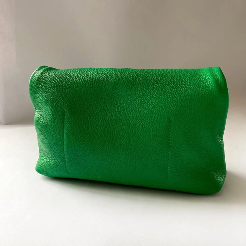 Bolso de mano de piel de vaca 100% auténtica para mujer, bolso de diseñador plegable, bolso con asa magnética Simple