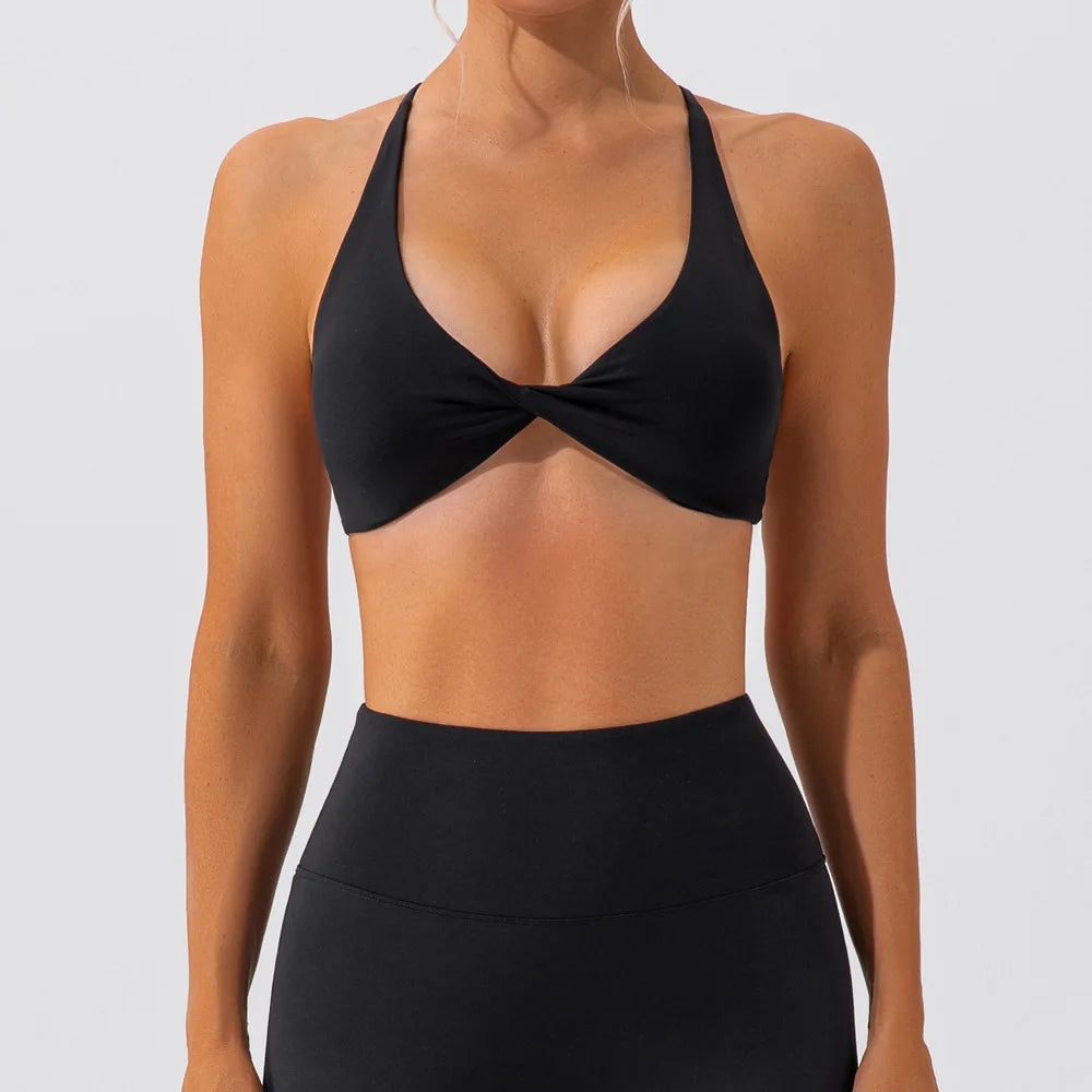 Sujetador deportivo con pliegues para mujer,
