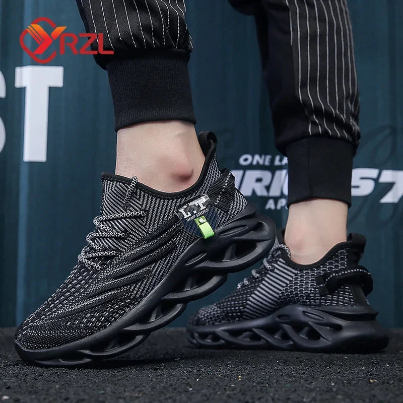 YRZL hombres deportes correr negro zapatos para correr zapatillas
