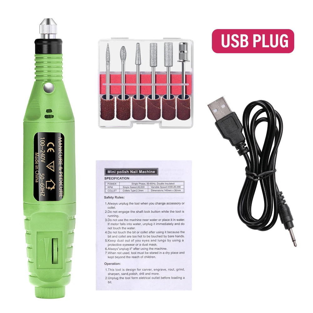 LULAA-taladro eléctrico para uñas, equipo de pulido de pedicura, molino para manicura, herramienta profesional de pulido de uñas fuerte