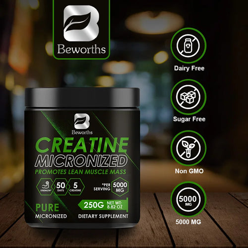 Beworths-Polvo de Monohidrato de Creatina, 5000Mg para preentrenamiento, construcción muscular, energía celular, cerebro, Salud para el gimnasio