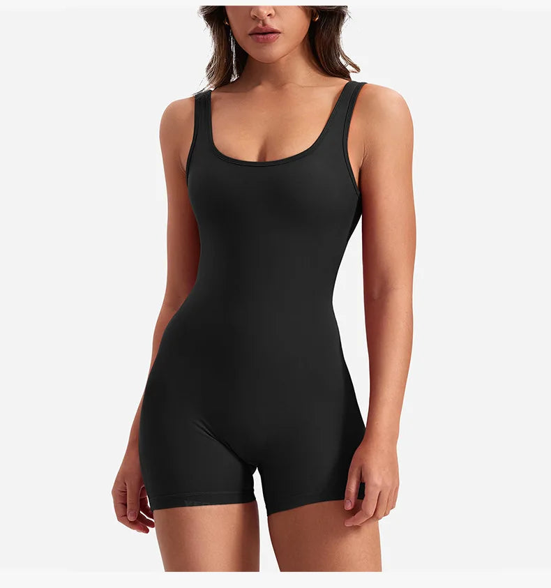 Ropa de gimnasio para Mujer, peleles sexys ajustados con cuello cuadrado y espalda descubierta