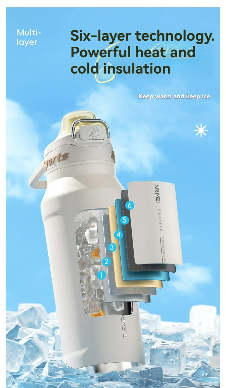 Botella de agua con aislamiento de 1,5 l, taza con aislamiento frío y caliente de acero inoxidable, termo al vacío, frascos de doble pared
