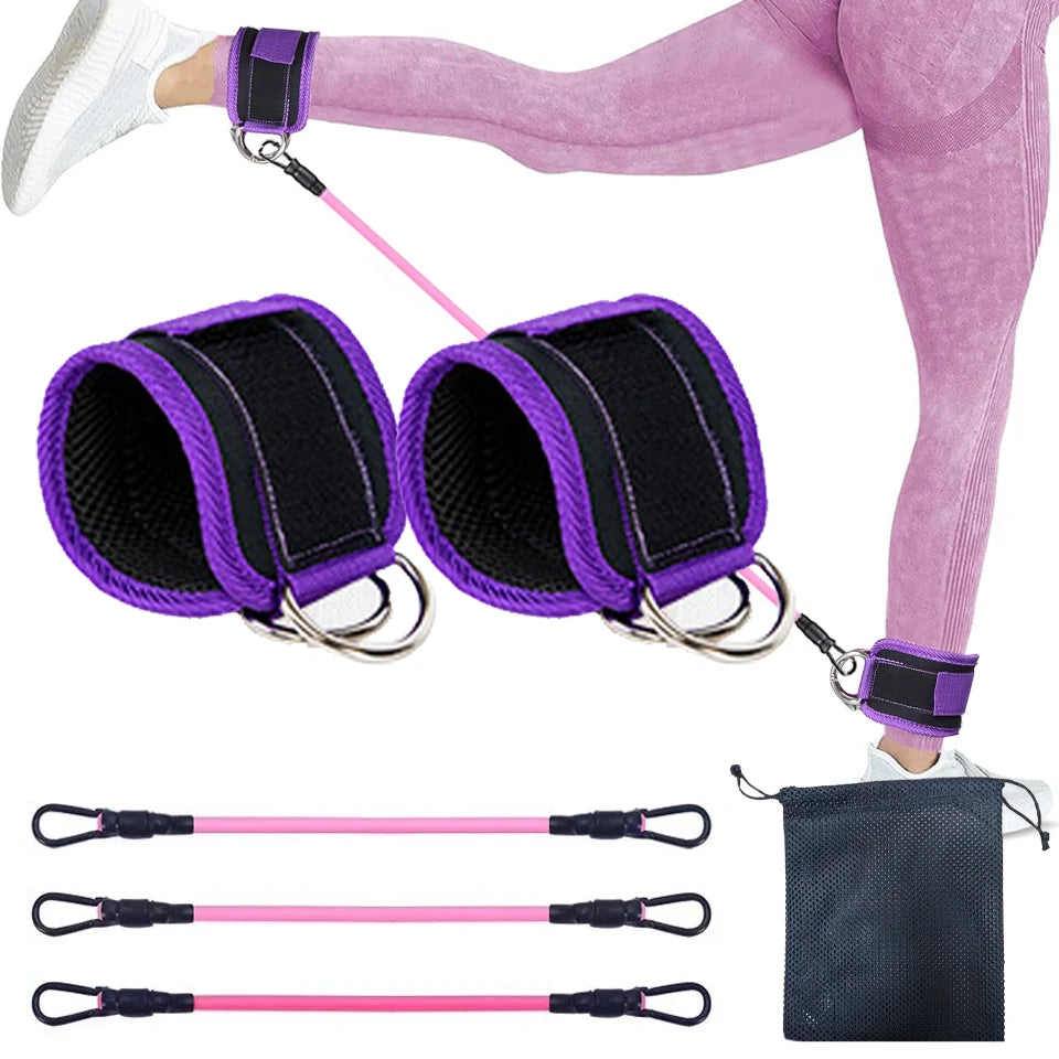 LOOGDEEL-Puños de tobillo con soporte de anillo en D, bandas de resistencia, correas de tobillo, Fitness, Yoga, extensión de fuerza de piernas, protector de gimnasio Unisex