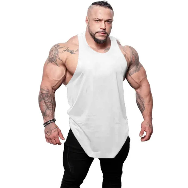 PLAYERA sin mangas transpirable de algodón de Color sólido para hombre, deportivas gym