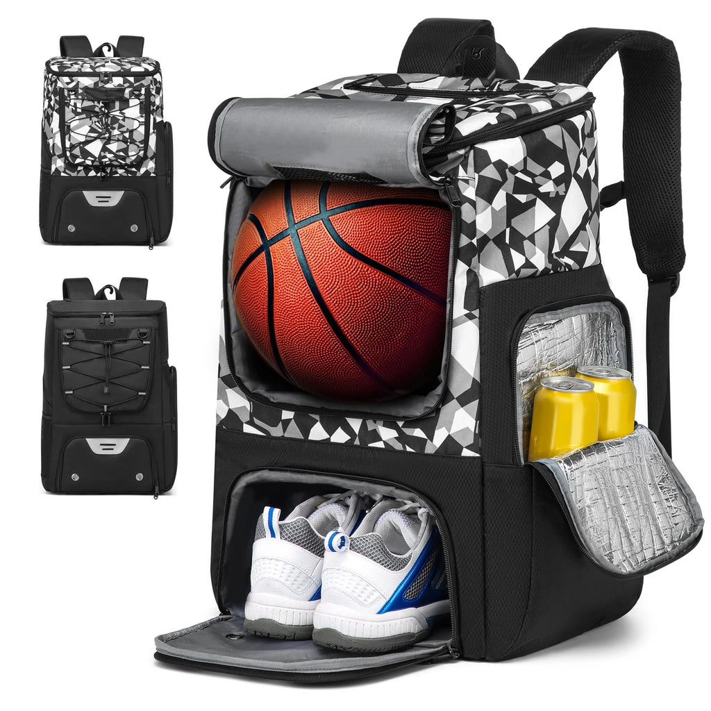Equipo de entrenamiento deportivo Mochila de baloncesto con soporte para pelotas separado y compartimento para zapatos Mochila de gimnasio para baloncesto y fútbol
