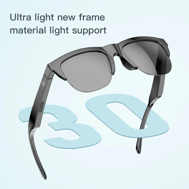 Nuevas gafas de sol inteligentes Bluetooth V5.3 llamadas, auriculares para deportes al aire libre, tecnología negra HIFI, antitouch UV para hombres y mujeres