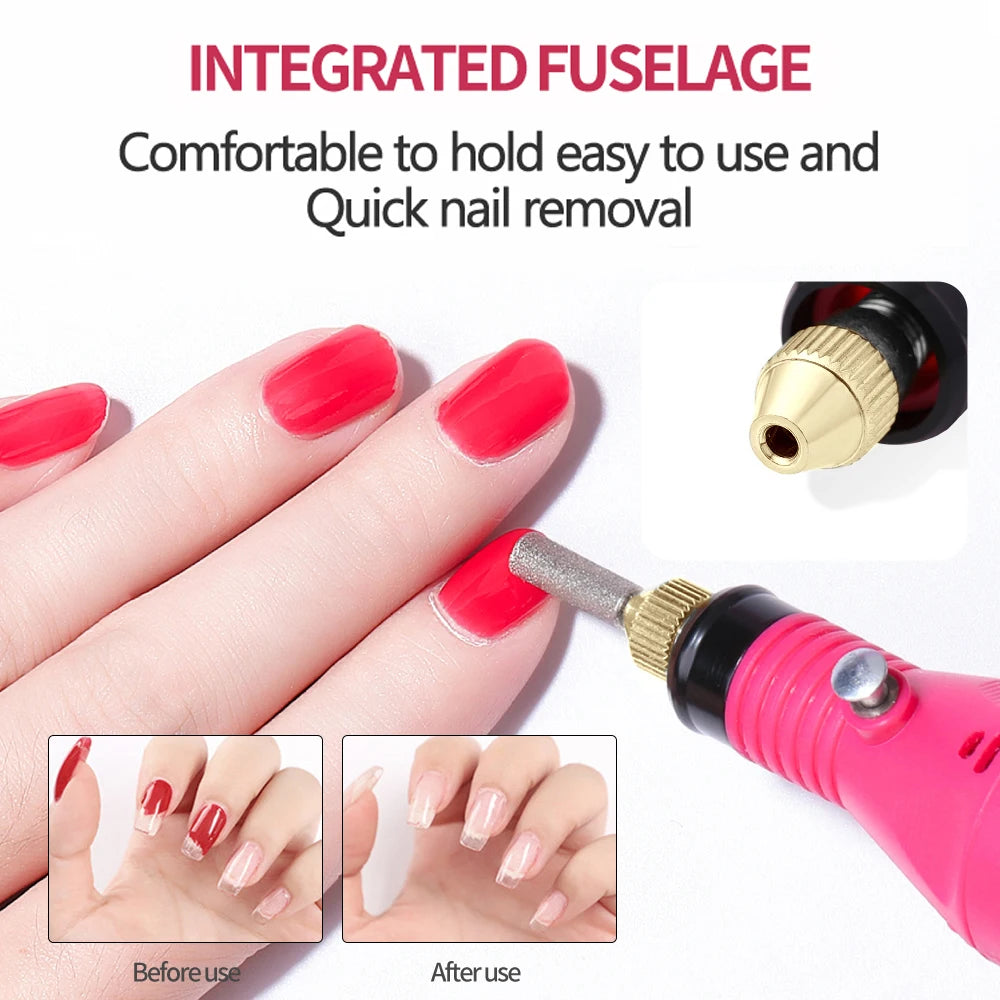 LULAA-taladro eléctrico para uñas, equipo de pulido de pedicura, molino para manicura, herramienta profesional de pulido de uñas fuerte