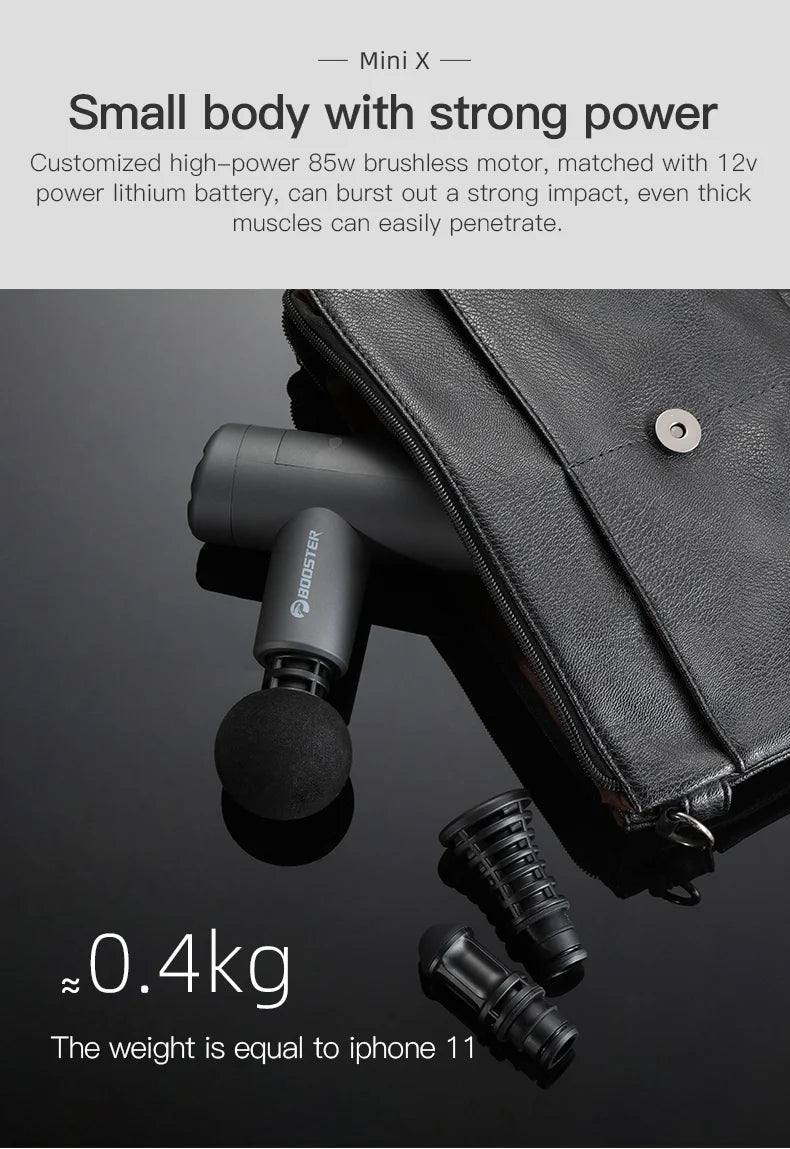 Booster Mini X pistola de masaje percusión masajeador de espalda y cuello vibradores eléctricos portátil Fitness Mini máquina de masaje corporal