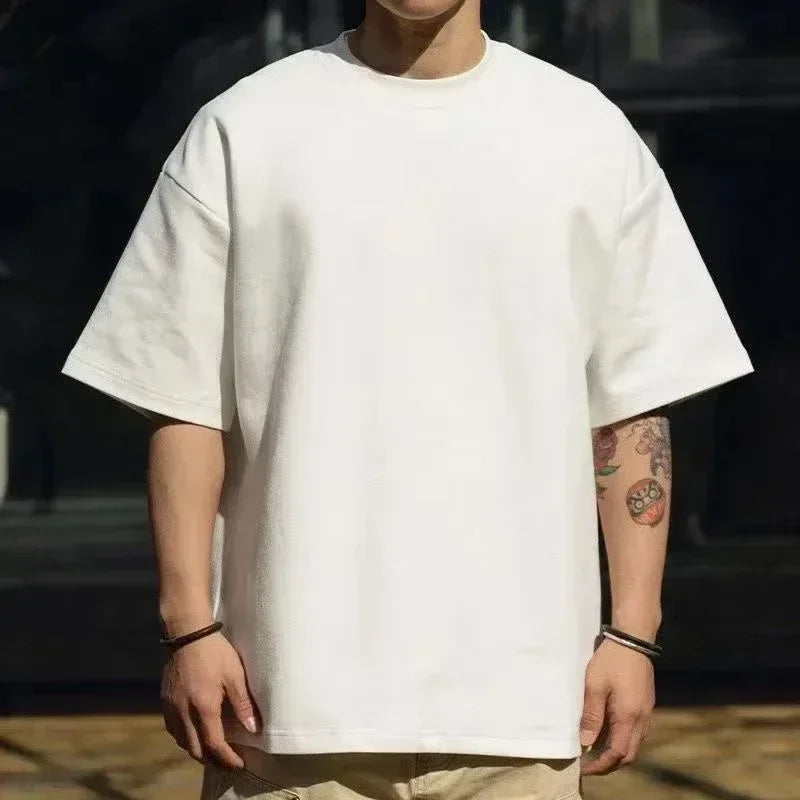 Camiseta de Verano para Hombre, 100% Algodón, con Estampado de Halterofilia, Cuello Redondo, Alta Calidad, Estilo Urbano, Manga Corta