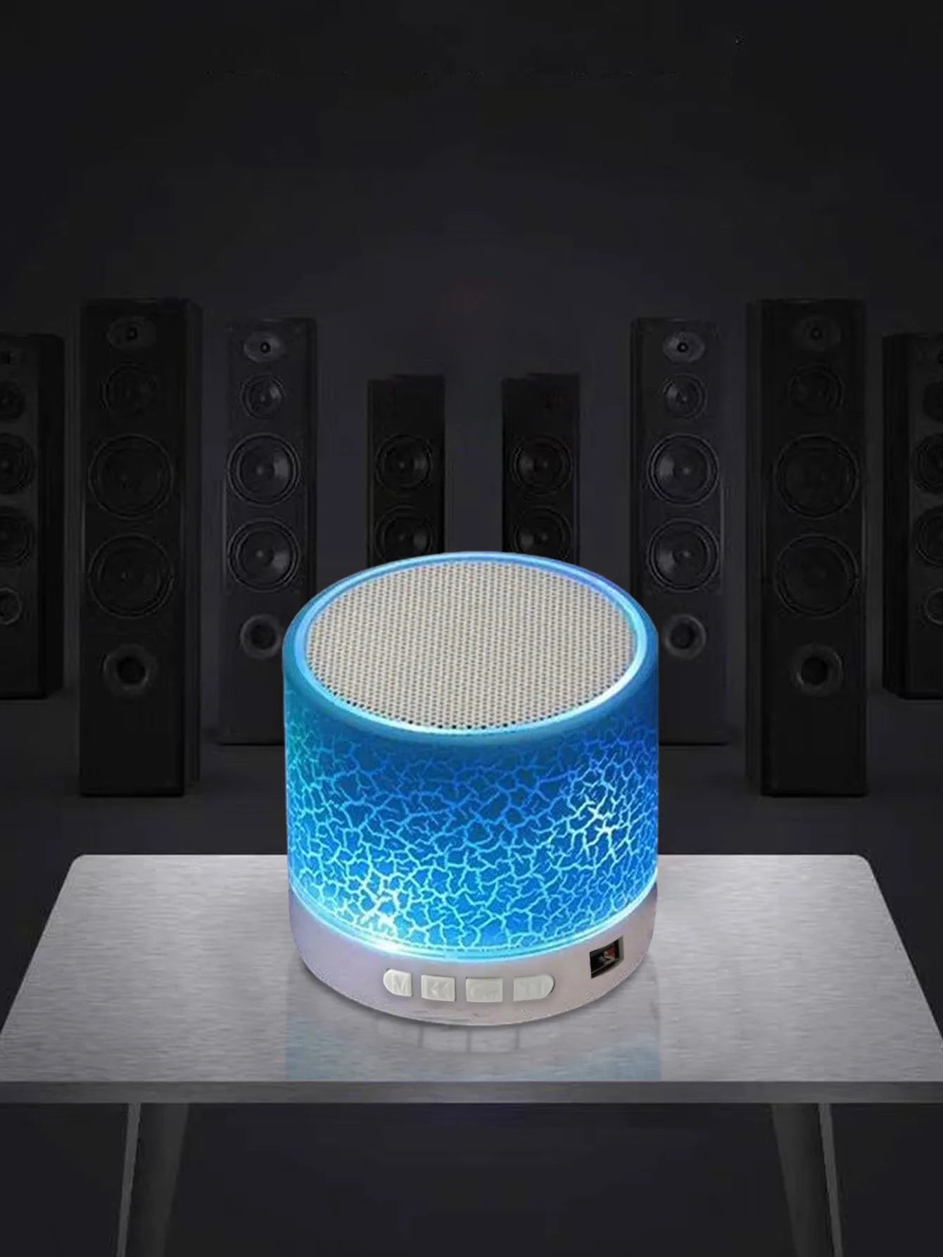 Mini altavoz inalámbrico, subwoofer, Dazzle Crackle Mini altavoz inalámbrico con luz de 7